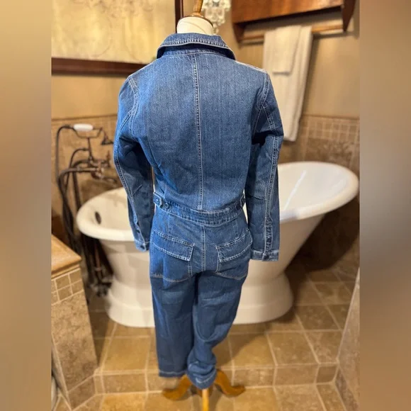 NWT Madewell Denim Blue Utility Jumpsuit Coveralls zip down size small - Picture 7 of 10